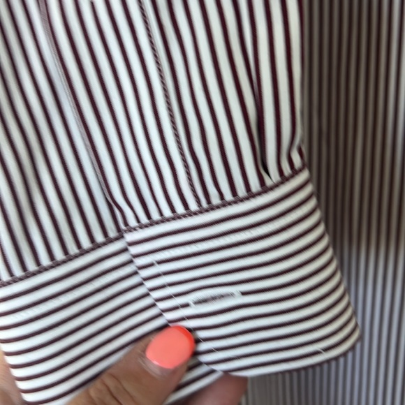Maroon and White Striped Men's Shirt - Picture 2 of 5